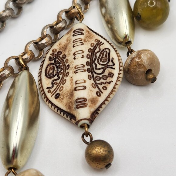 Bohemian Tribal-Inspired Statement Necklace – Mixed Materials with Pendant - Picture 11 of 15